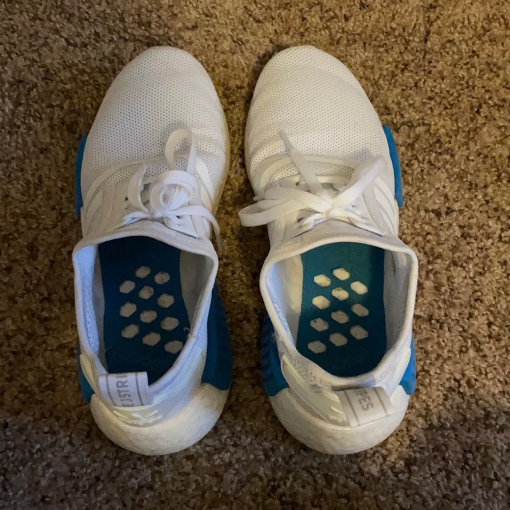 White and Blue Adidas NMD’s